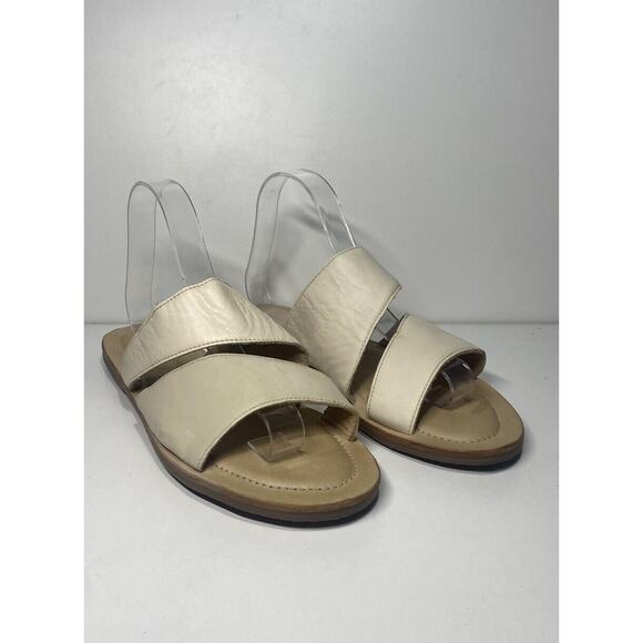 Portland Leather Goods Patina Flat Sandals In Cream Size 10 Pacific Northwest - Picture 1 of 9